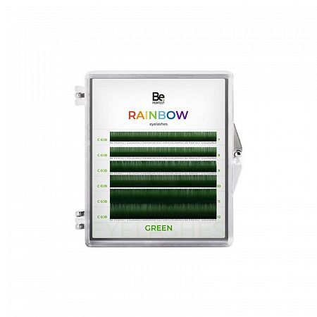 Цветные ресницы Be Perfect Rainbow Green MIX 6 линий