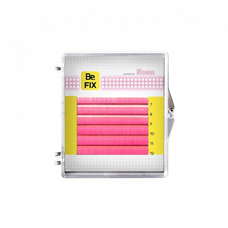 Ресницы цветные Be FIX Neon Pink MIX 6 линий