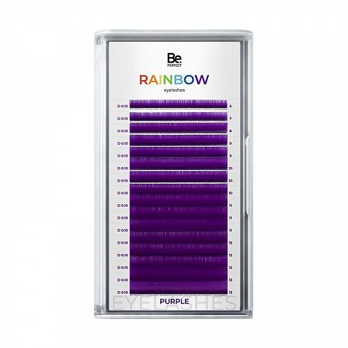 Цветные ресницы Be Perfect Rainbow Purple MIX 16 линий