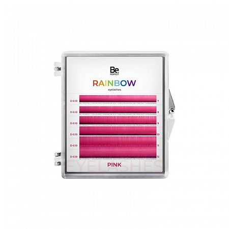 Цветные ресницы Be Perfect Rainbow Pink MIX 6 линий